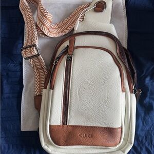 Cluci Cream and Brown Crossbody Bag